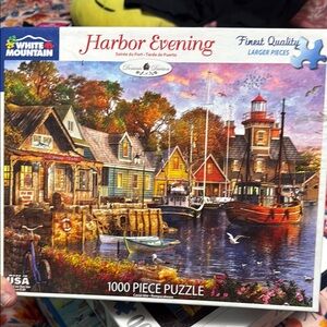 White Mountain Harbor Evening Puzzle with Vibrant Hues
